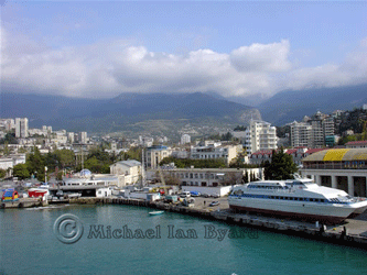 General view of dock and waterfront area
